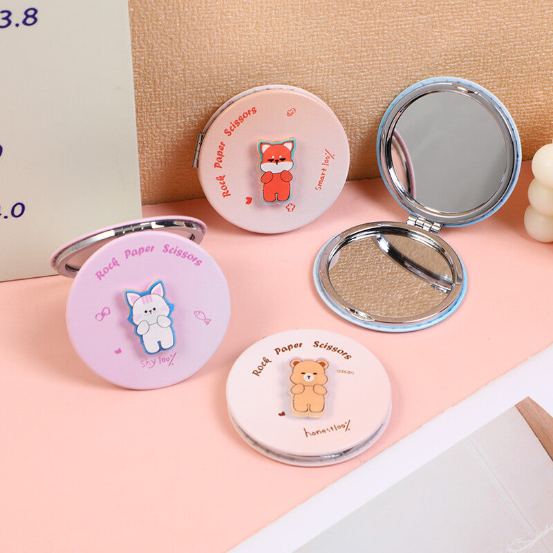 Specchio rotondo rotante laser con animali a forma di cuore