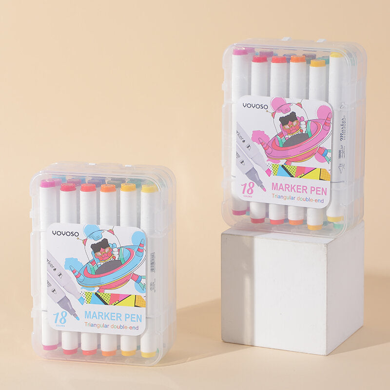 18 colori Triangle Lever Handy Box Pennarello a doppia estremità 218