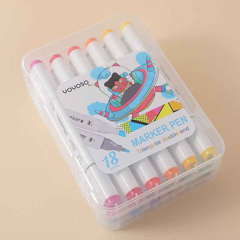 18 colori Triangle Lever Handy Box Pennarello a doppia estremità 218