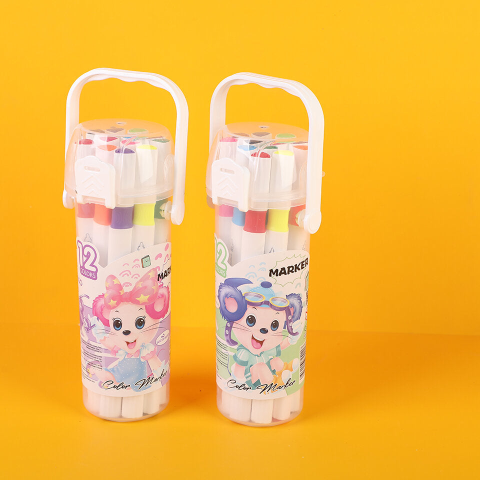 Pennarello a base d'acqua a doppia testa con barra triangolare da 12 colori 241