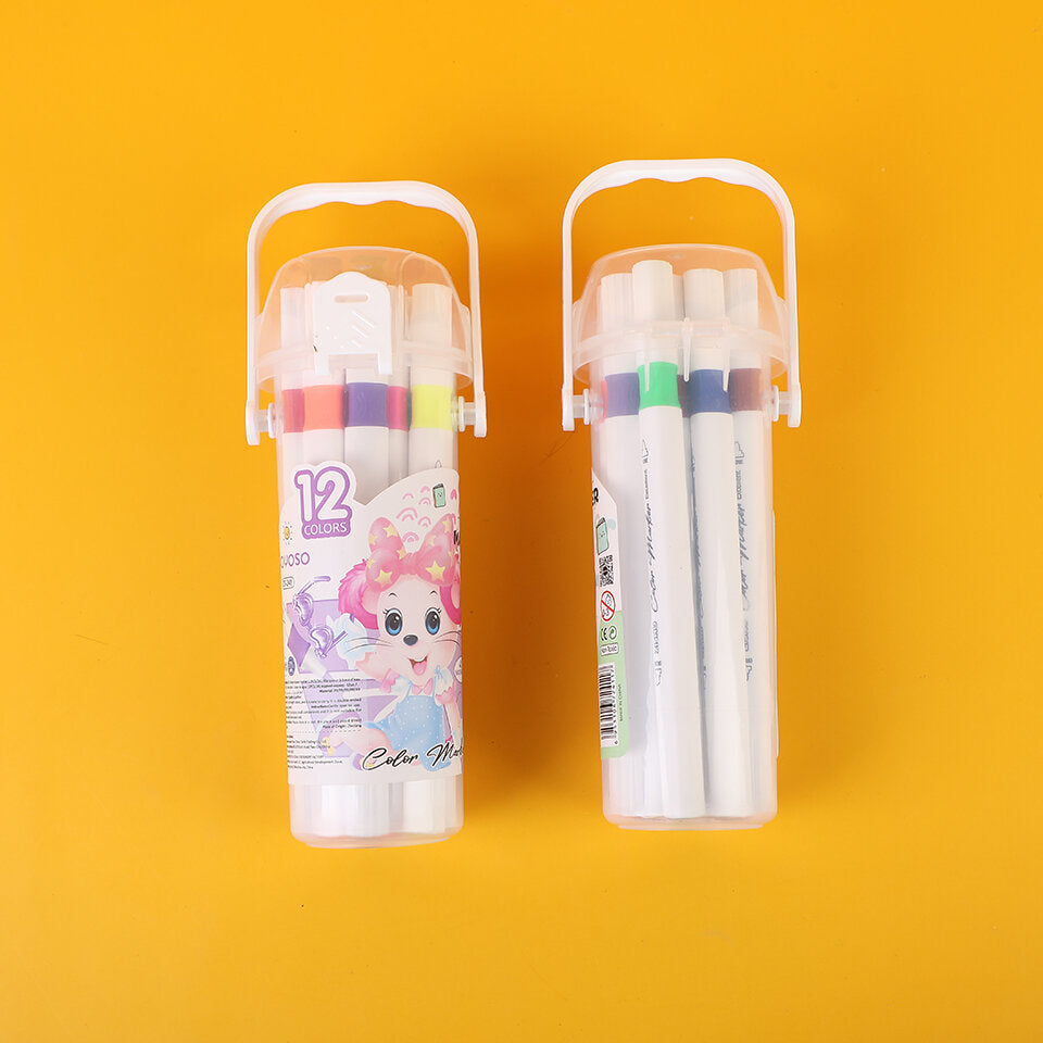 Pennarello a base d'acqua a doppia testa con barra triangolare da 12 colori 241