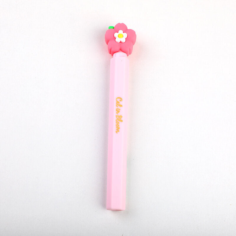 Penna gel rossetto gatto e fiori di ciliegio - blu