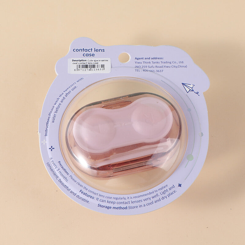 Custodia ovale per lenti a contatto della serie spaziale carina