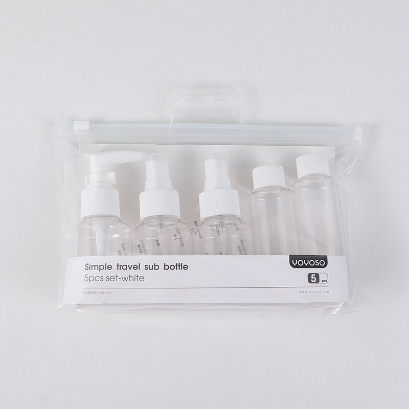 Set di 5 flaconi da viaggio semplici - bianco