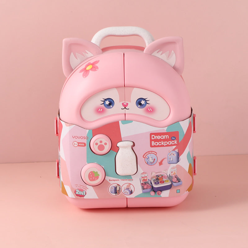 Zaino multifunzionale in volpe rosa con tracolla - include giocattoli in ceramica