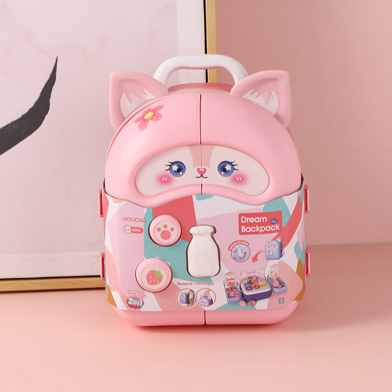 Zaino multifunzionale in volpe rosa con tracolla - include giocattoli in ceramica