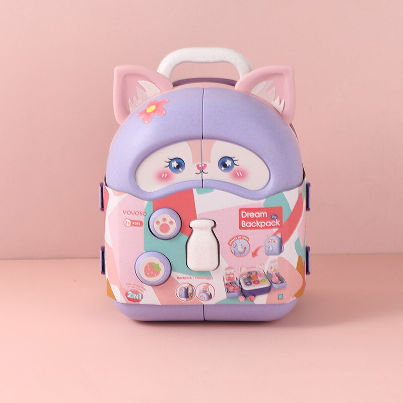 Zaino multifunzionale in volpe viola con tracolla, comprensivo di argilla colorata